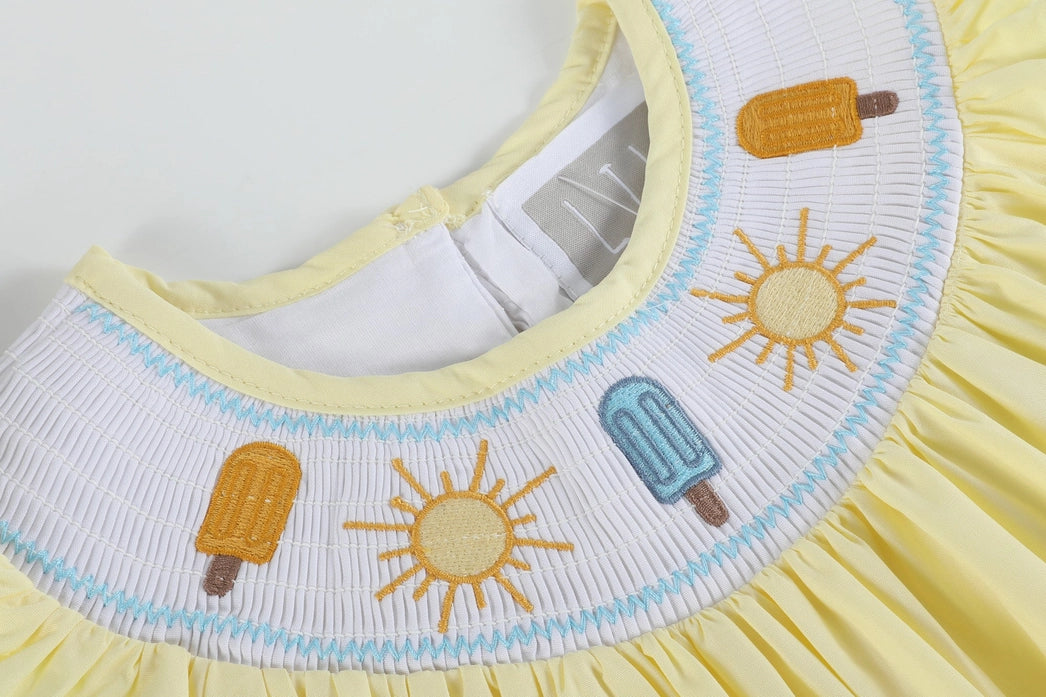 Yellow Popsicle Smocked Bishop Dress