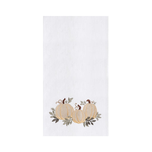 White Pumpkin Trio Embroidered Flour Sack Kitchen Towel