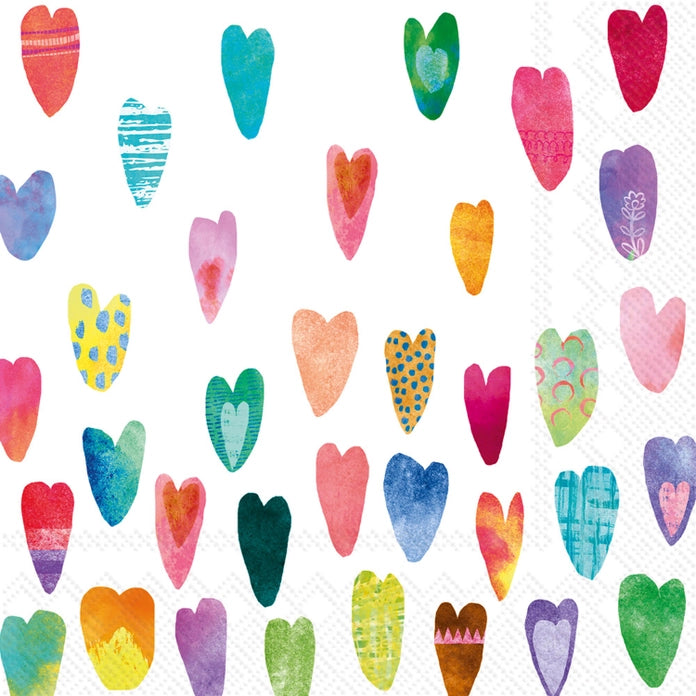 Rainbow Hearts Paper Cocktail Napkins