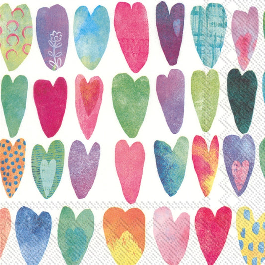 Rainbow Hearts Paper Lunch Napkins