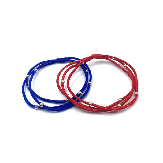 3mm Gold Water Pony Waterproof Bracelet Hair Bands in Royal Blue and Red