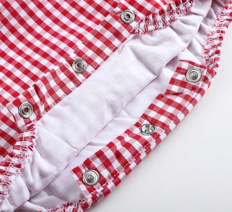 Classic Red Gingham Baby Bubble Romper