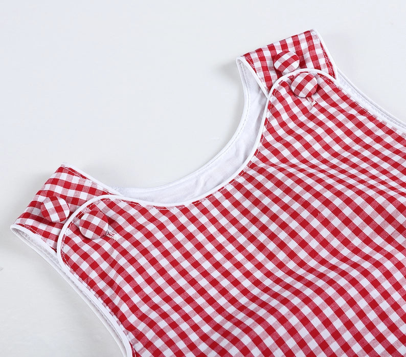 Classic Red Gingham Baby Bubble Romper