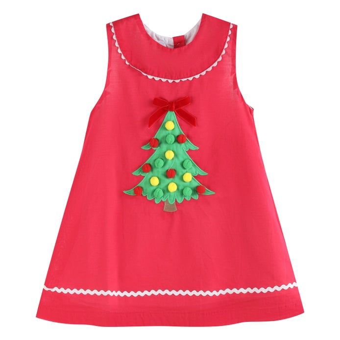 Red Pompom Christmas Tree Dress