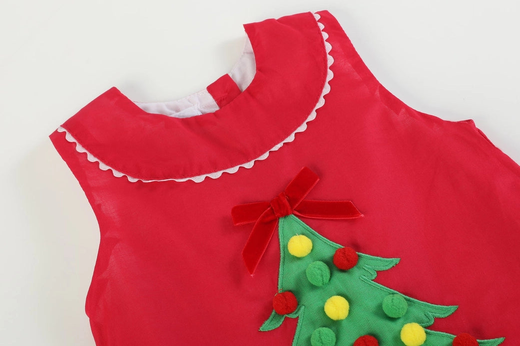 Red Pompom Christmas Tree Dress