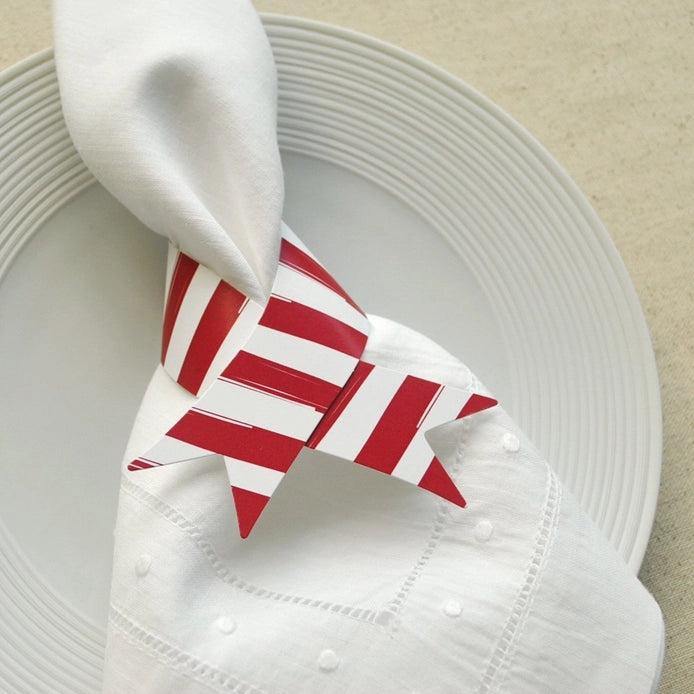 Red Striped Paper Napkin Rings