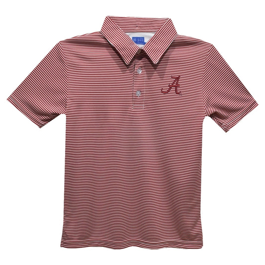 Alabama Crimson Tide Embroidered Red Stripes Polo Shirt