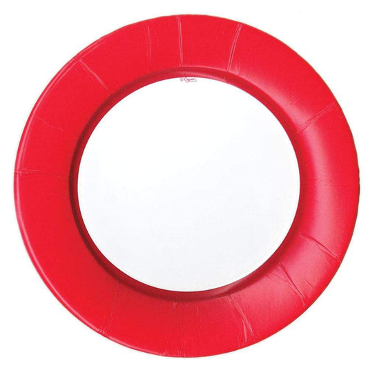 Red Linen Border Paper Dinner Plates