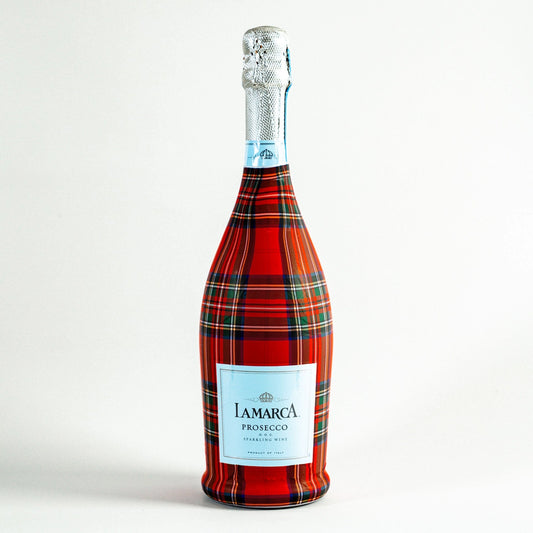 Beau Bottles Prosecco Wrap – Red and Green Christmas Tartan