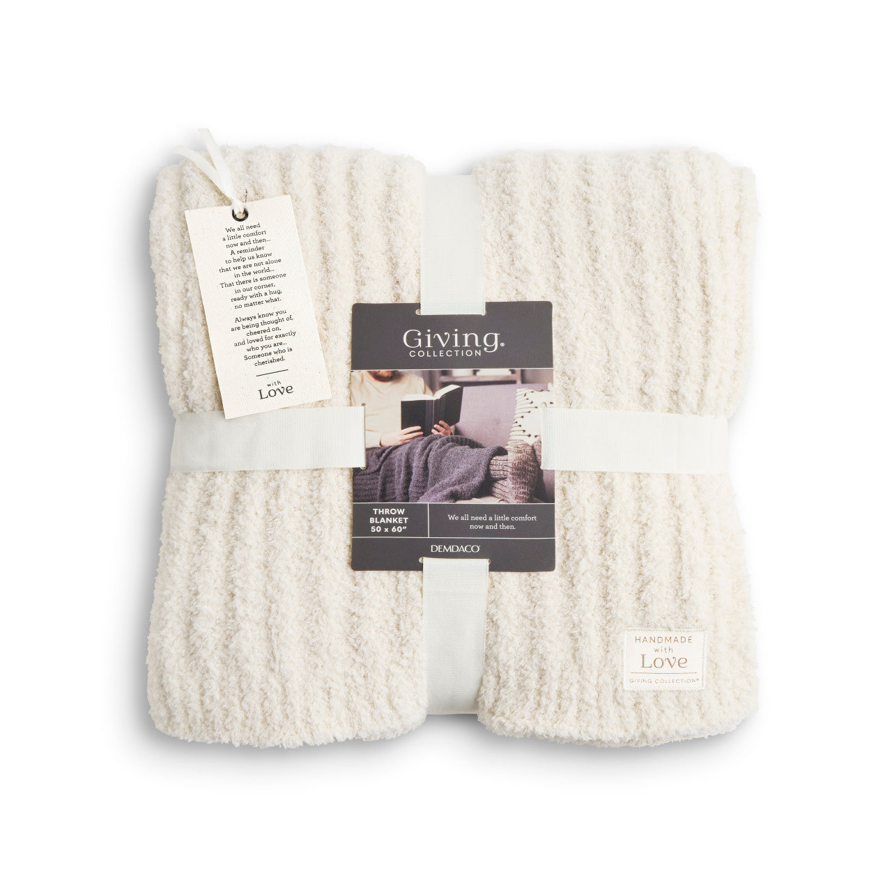 Giving Collection Cream Ribbed Throw Blanket