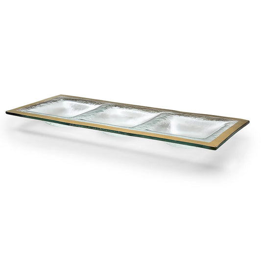 Annieglass Roman Antique Three Section Tray