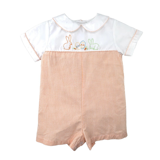 Romper with Hand Embroidered Easter Bunnies