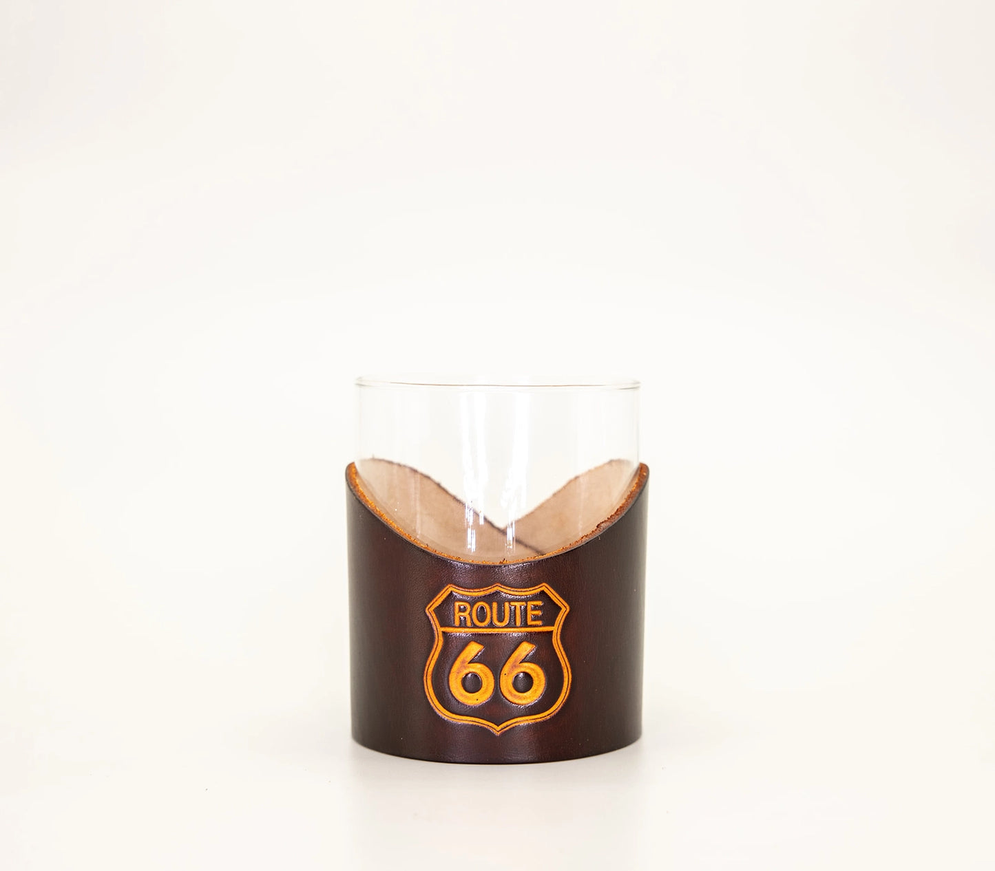 Route 66 Leather Rocks Glass