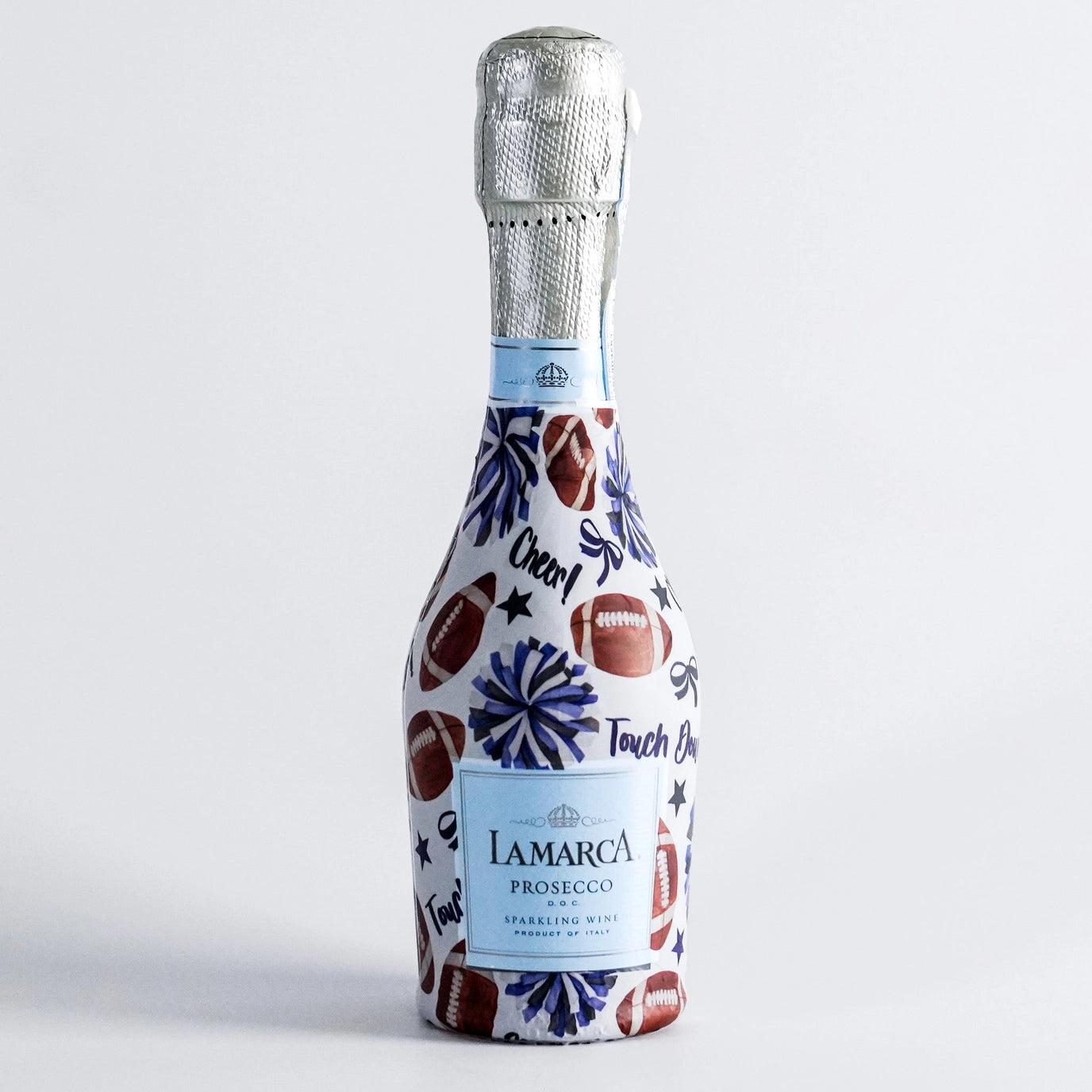Beau Bottles Mini Prosecco Wrap Set – Royal Blue and White Game Day