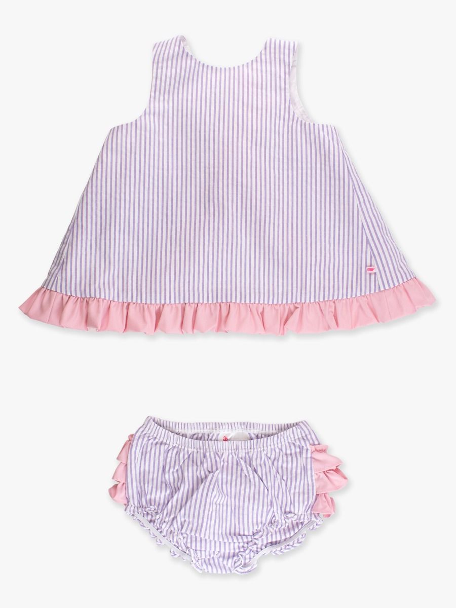 Wisteria Purple Signature Seersucker Ruffle Swing Top and Bloomer Set