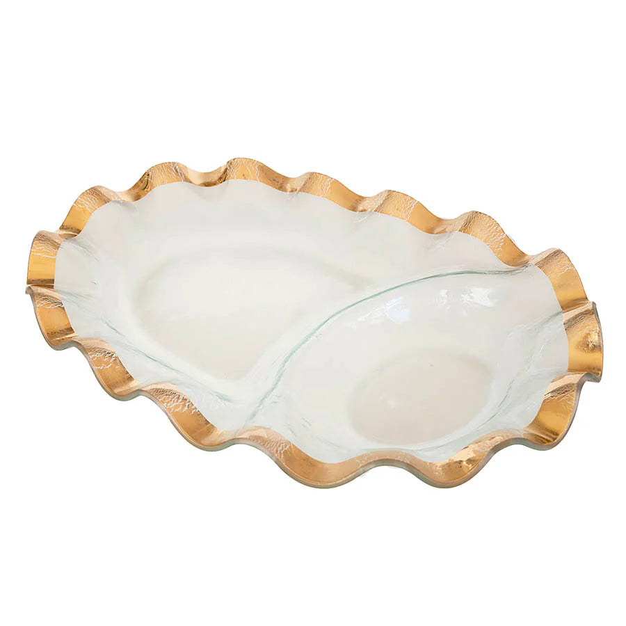 Annieglass Ruffle Oval Chip & Dip