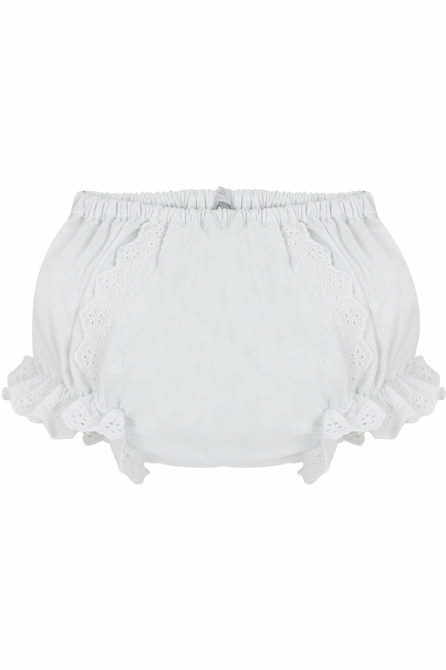 Baby Girl White Floral Ruffled Cotton Diaper Cover