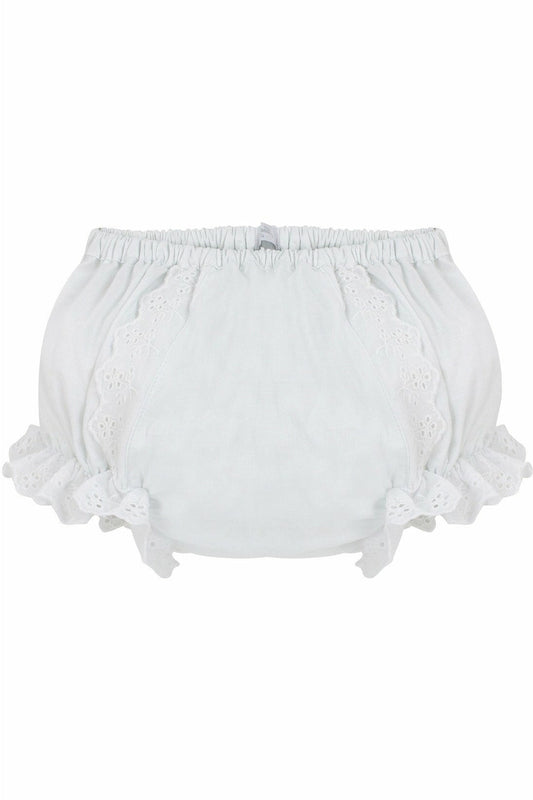 Baby Girl White Floral Ruffled Cotton Diaper Cover