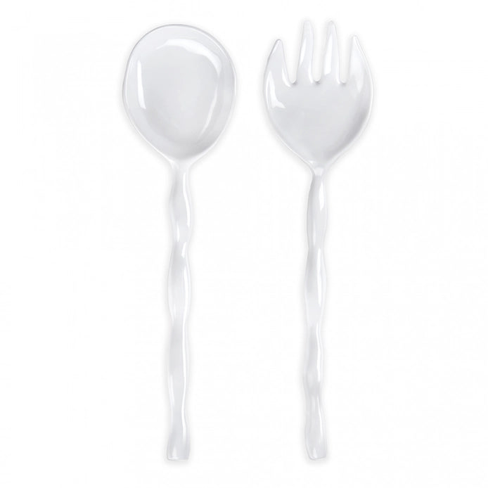 Ruffle White Melamine Salad Servers