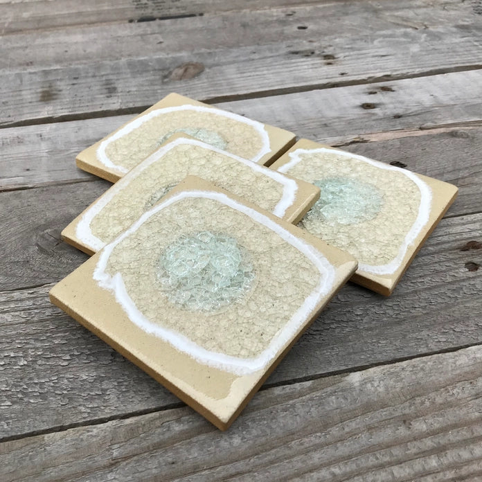 Pottery Geode Glass Coaster Set Of 4