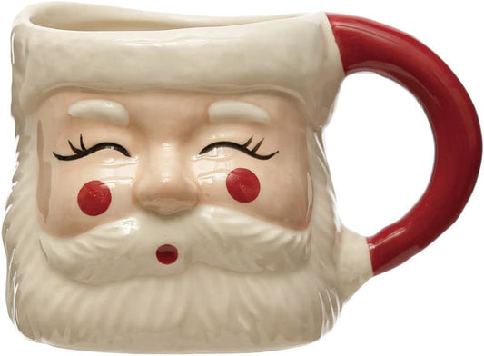 Hand Painted Stoneware Santa Mug