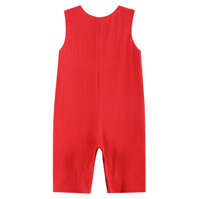 Red Santa Smocked Overalls