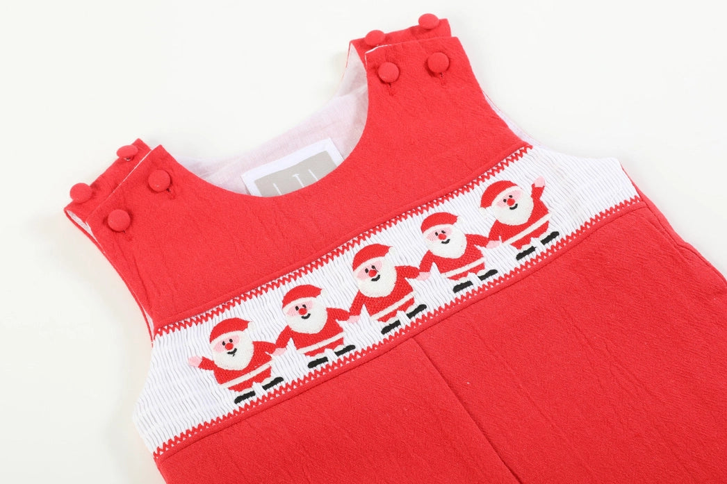 Red Santa Smocked Overalls