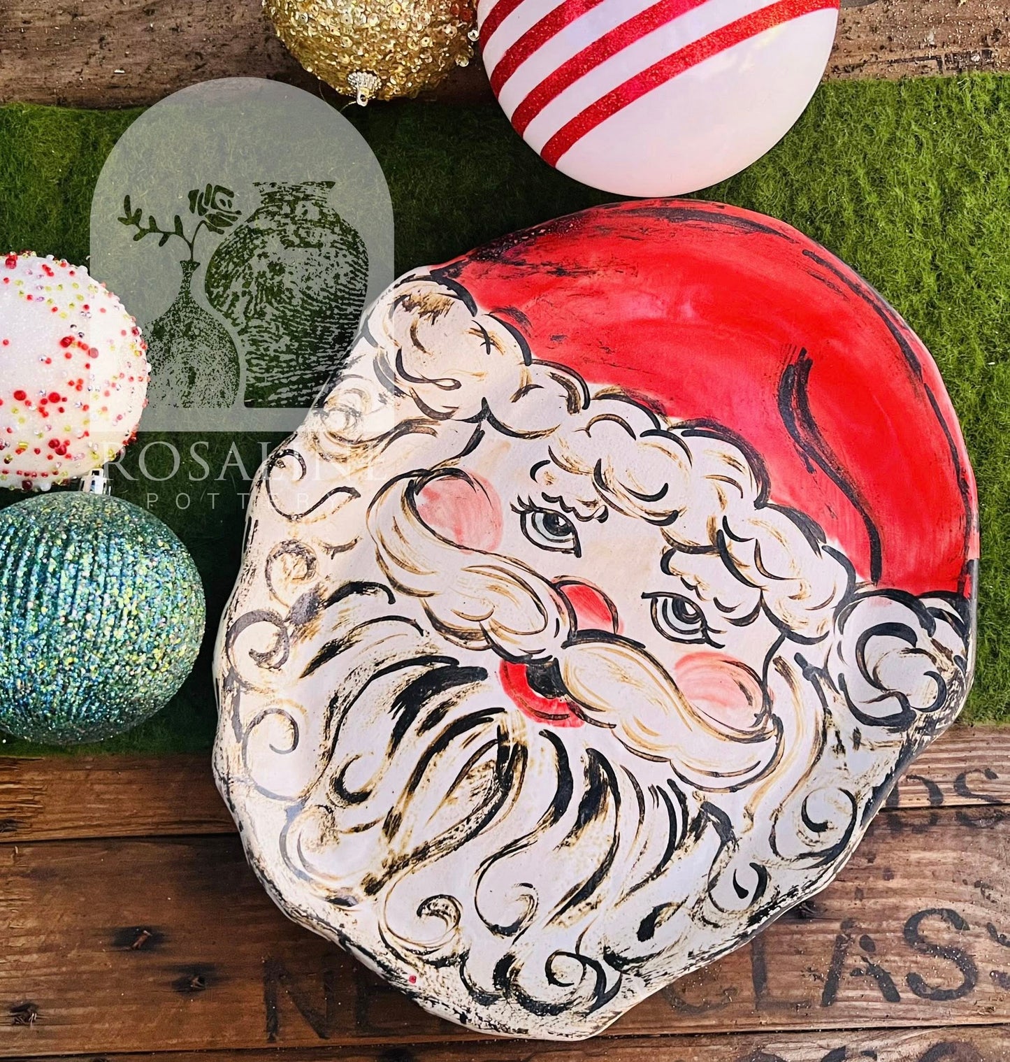 Rosaline Pottery Santa Cookie Platter