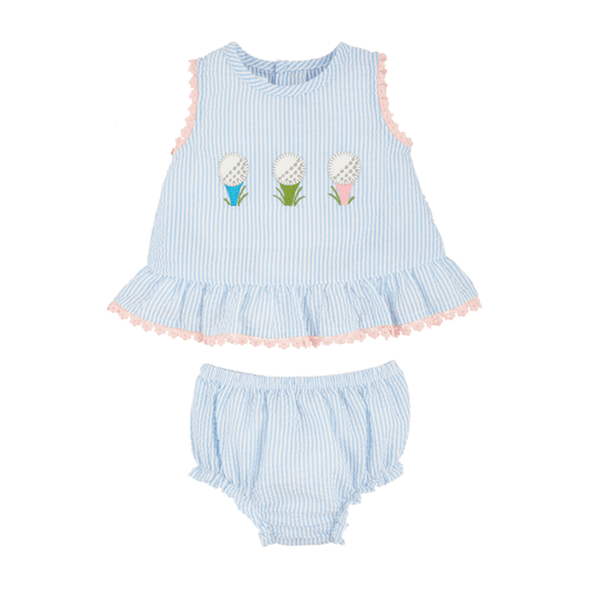Seersucker Golf Baby Pinafore