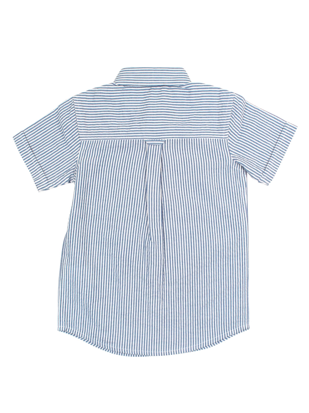 Classic Blue Seersucker Short Sleeve Button Down Shirt