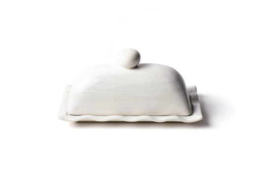 Signature White Ruffle Domed Butter Dish