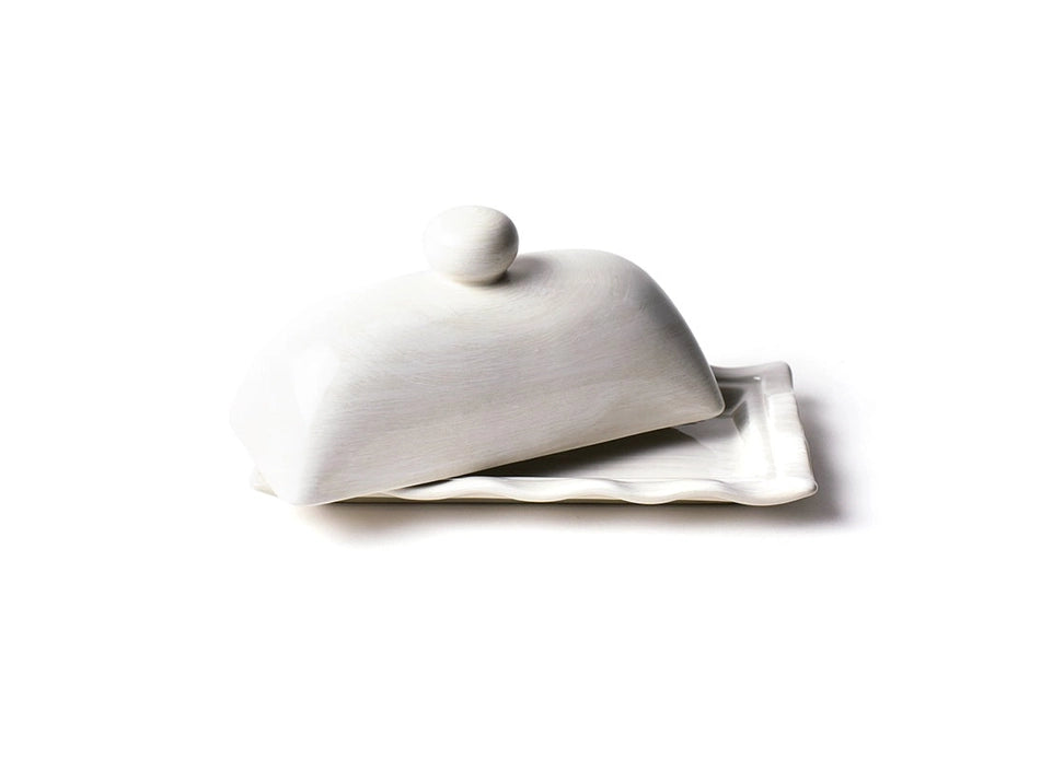 Signature White Ruffle Domed Butter Dish