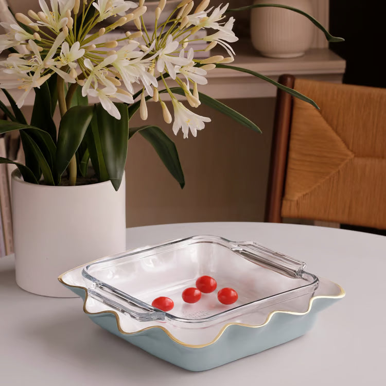 Encanto Carola Square Casserole Holder (Slate and White)