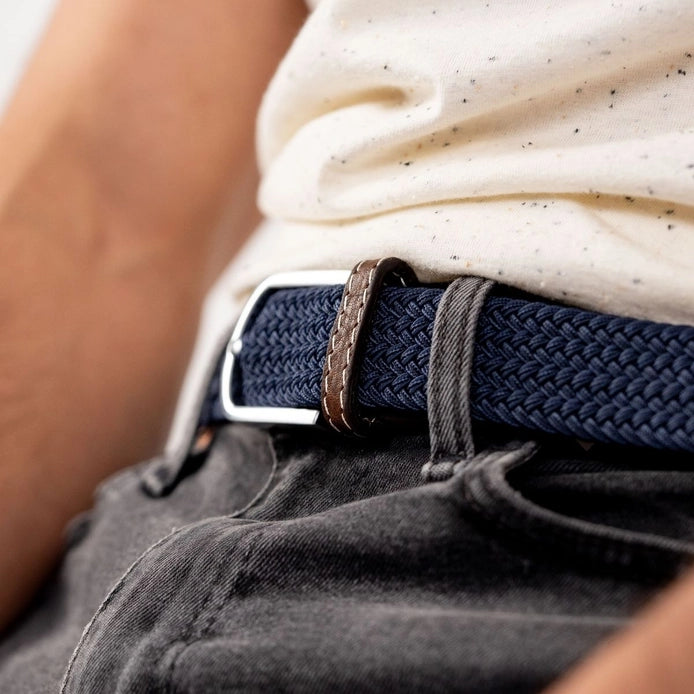 Slate Blue Elastic Braided Belt