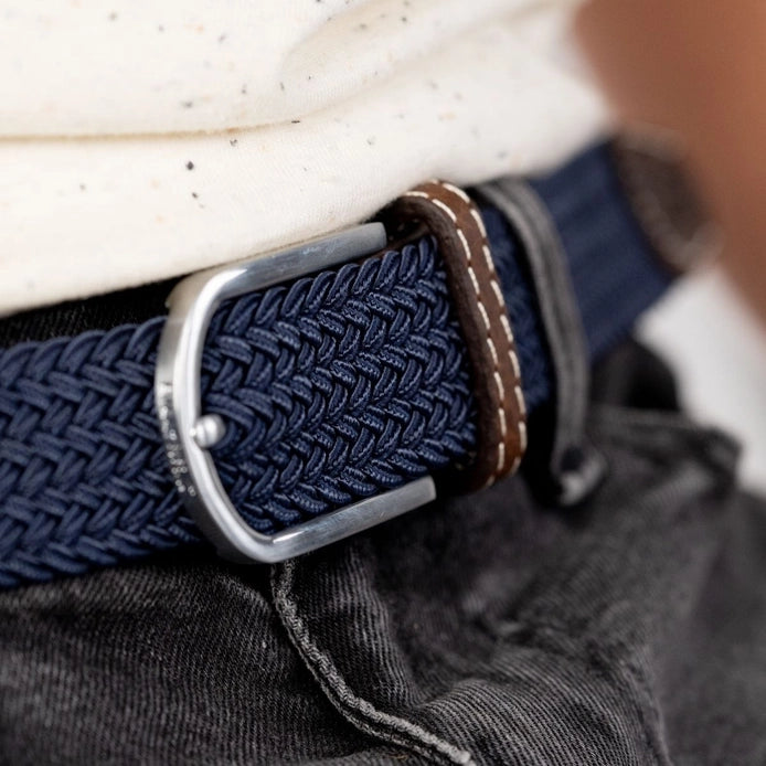 Slate Blue Elastic Braided Belt