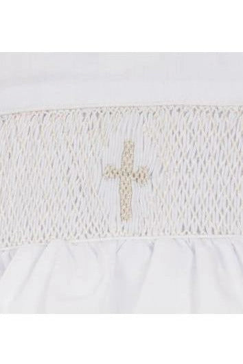Smocked Cross Christening Dress & Bonnet