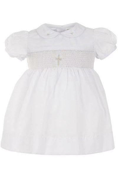 Smocked Cross Christening Dress & Bonnet