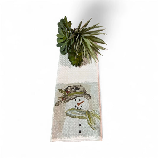Green Snowman Tea Towel