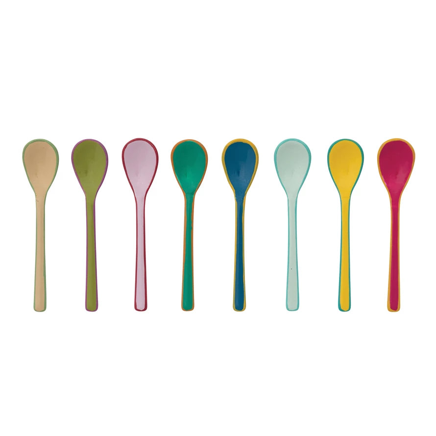 Enameled Stainless Steel Salt Spoon with Colored Edge