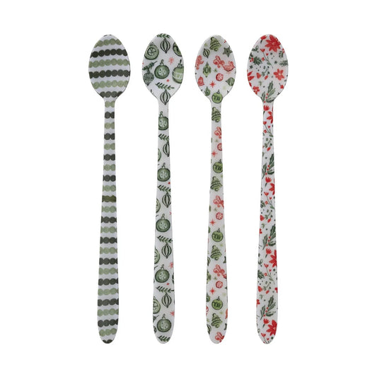 Holiday Enameled Stainless Steel Cocktail Spoon