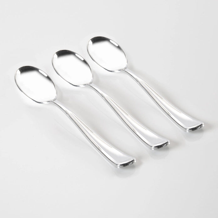 Classic Design Silver Plastic Spoons