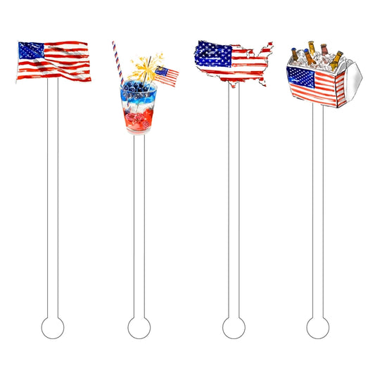 Stars, Stripes & Booze Acrylic Stir Sticks