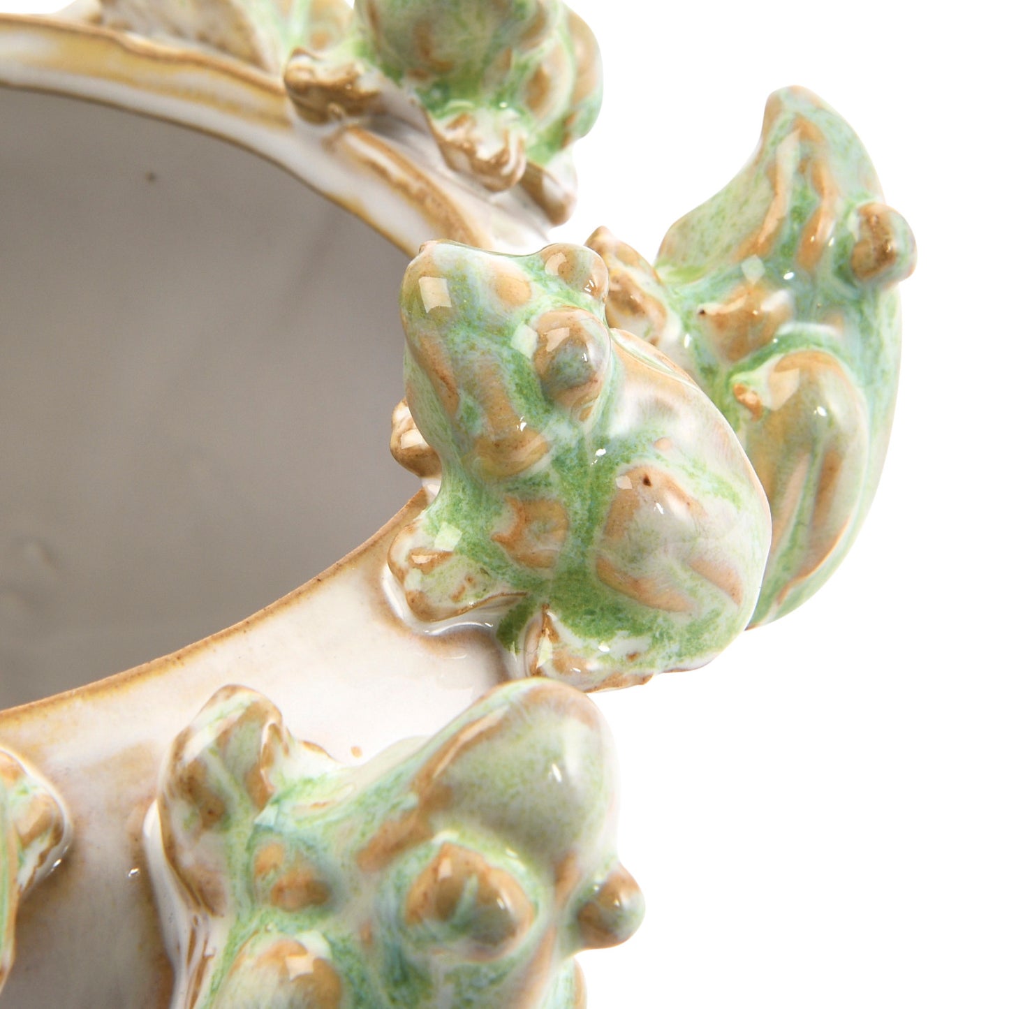 Stoneware Planter with Frogs on Rim