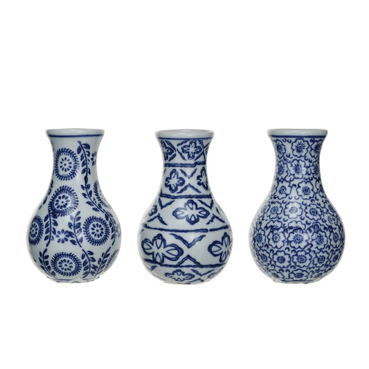 Hand Stamped Stoneware Bud Vase