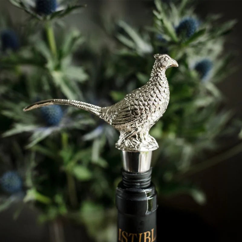 Cast Aluminum Pheasant Wine Bottle Stopper