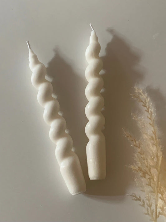 Unscented Swirl Taper Candle Set Of 2
