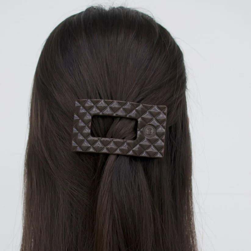 Teleties Truly Taupe Quilted Flat Rectangle Hair Clip