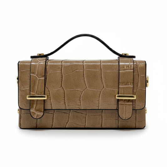 Croc-Embossed Top Handle Bag