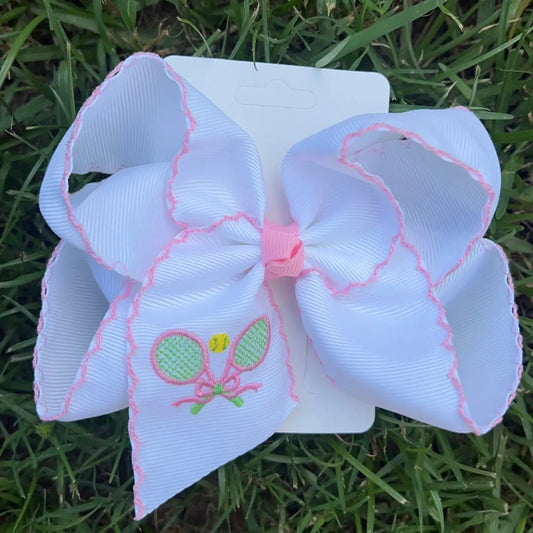 Tennis Embroidered Hair Bow