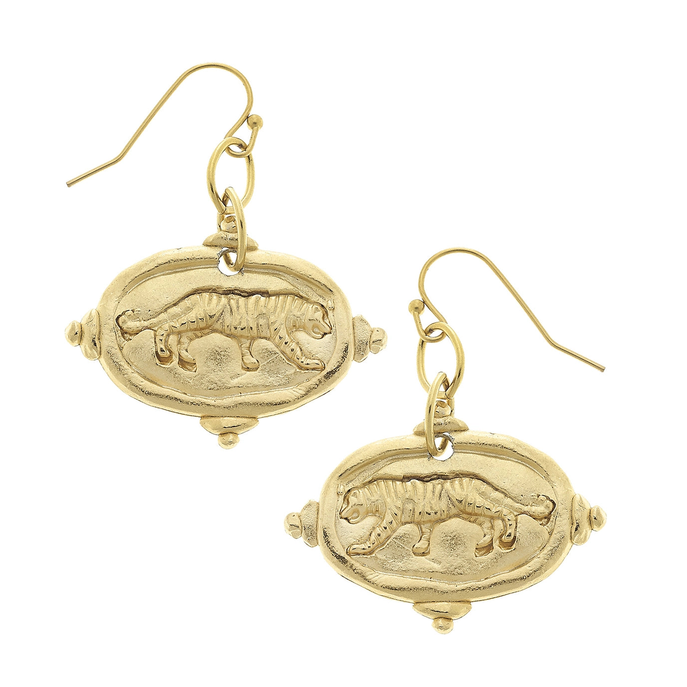 Susan Shaw Tiger Intaglio Earrings
